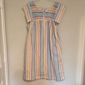 Pastel Striped Zip Up Lounge Caftan, vintage 70s